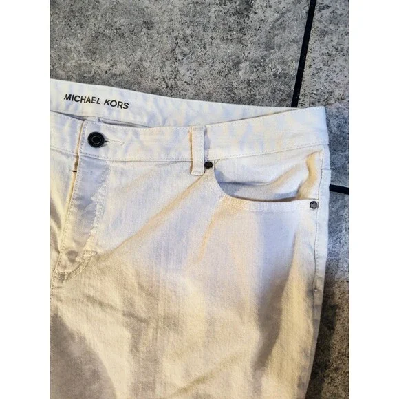 Michael Kors Size 18W Off White Bootcut Jeans Silver Hardware Comfortable - Picture 12 of 16